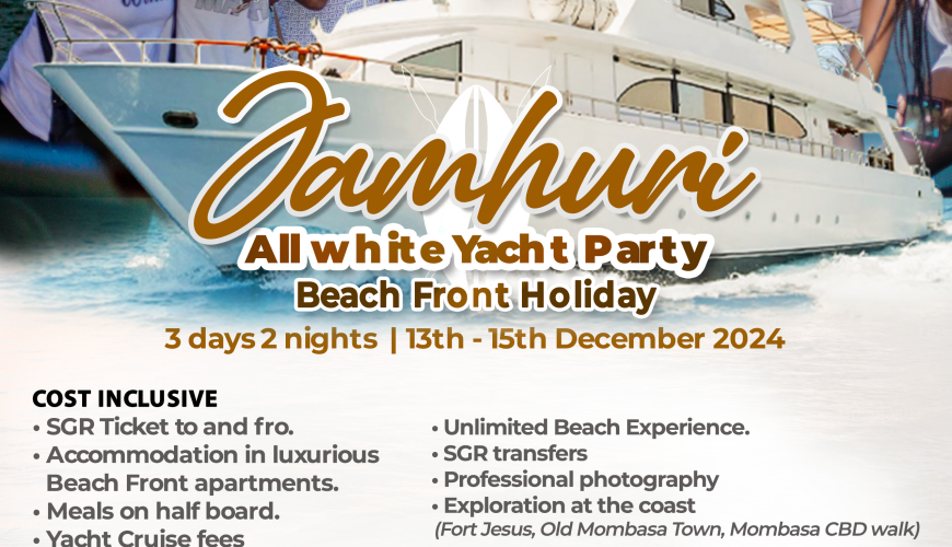 Jamhuri all-white Yacht Party – Beach Front Holiday 2024